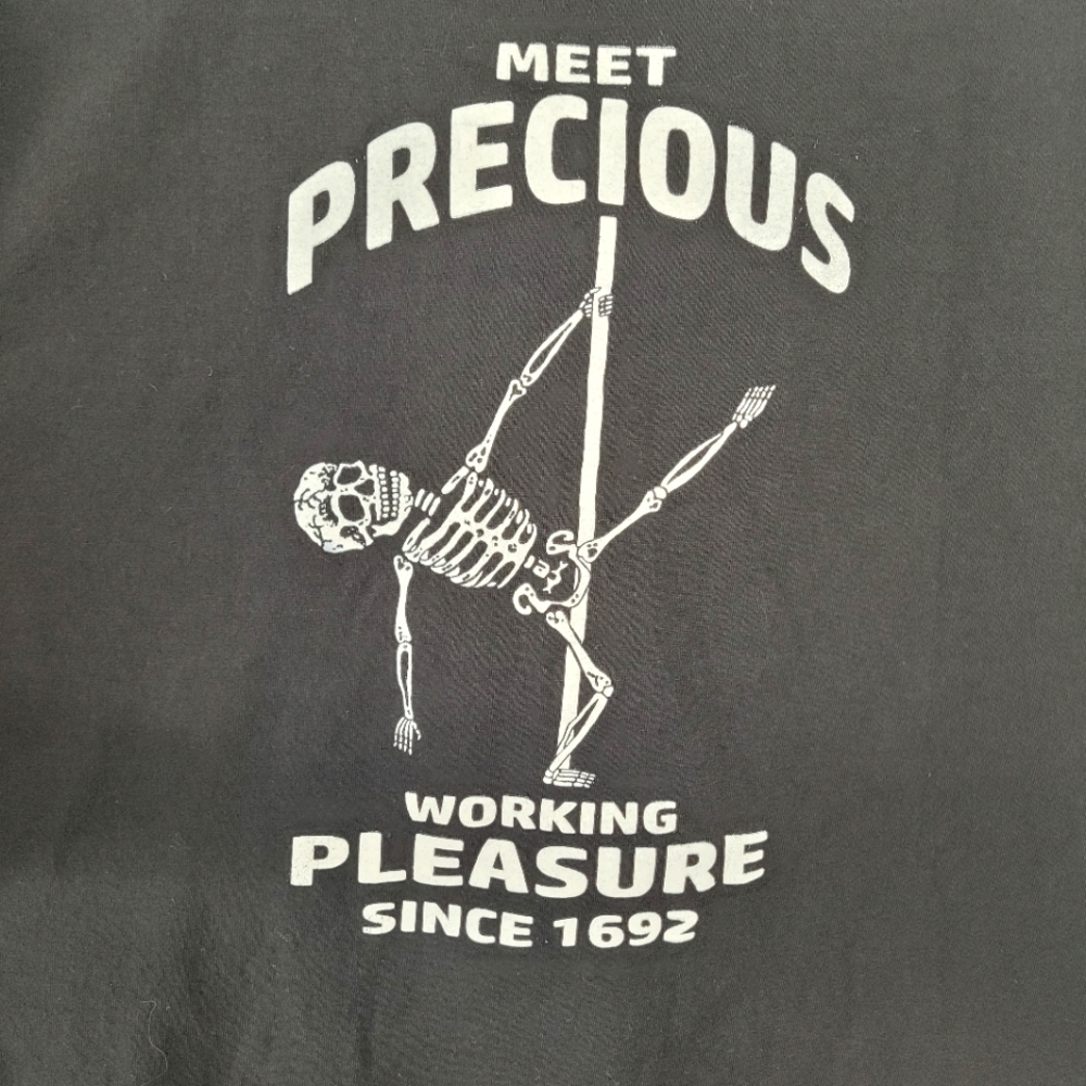 Black t-shirt with skeleton stripper